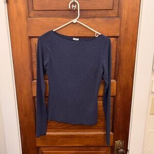 GARAGE Cozy Boatneck Long Sleeve Top Midnight Blue sz P / S NWT's